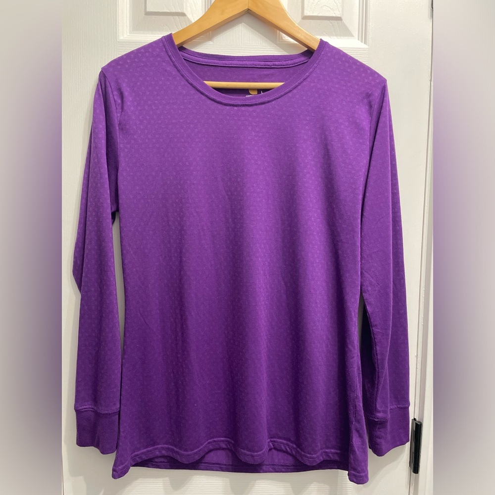 Carhartt Women’s Long Sleeve Burnout Jersey Base Layer Purple Logo Large